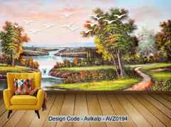 Avikalp Exclusive AVZ0194 Modern Beautiful Landscape Scenery Oil ...