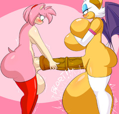 Xbooru - 2girls amy rose anthro ass bat big breasts big testicles ...