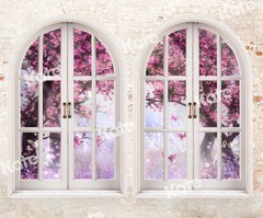 Kate ft Spring Window Scenery Backdrops For Photography Pink Floral