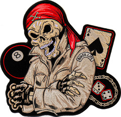 Biker Life Skull, Ace of Spades, 8 Ball and Dice Patch, Large ...