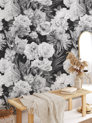 Black and white roses (Roses Black and White Floral Pattern )