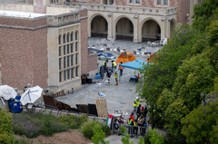 Pro-Palestine protesters set up encampment on Kerckhoff patio ...