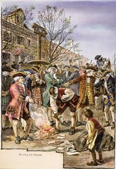 New York Stamp Act 1765 Nnew Yorkers Protesting The Stamp Act by Burning Stamps in A Bonfire Colored Engraving 19th Cent,: 24 x 36 (New York: Stamp Act, 1765)