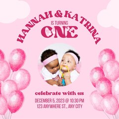 Free custom able twins birthday invitation templates | Canva