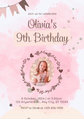 Free custom able baby birthday invitation templates | Canva