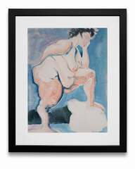 Artis Lane - "Seated Male Nude", Charcoal on Paper For Sale at ...