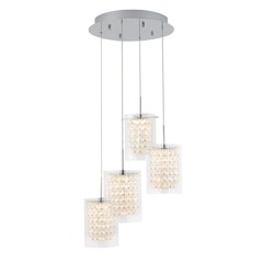 Artika Crystal Cube 17-Watt Modern Integrated LED 4-Light Chrome Pendant Light with Glass Shade for Living Room (Artika Crystal Cube 13-Watt 3 Light Chrome Modern Integrated LED Pendant Light Fixture for Dining Room or Kitchen)