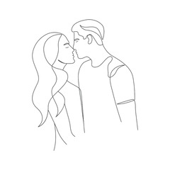 Couple romantic and love mood kissing romance line drawing ...