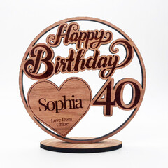 The Card Zoo Engraved Wood Happy Birthday Heart Milestone Age Keepsake Personalised Gift (40th Birthday Wooden Heart Keepsake)