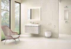 Geberit One Wall-Mounted WC Wash-Down Unit Wall-Hung, TurboFlush, with WC Seat with Soft-Closing Mechanism, Colour: White-Alpine