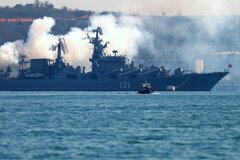 Towed to port Russian warship Moskva 'seriously damaged' after ...