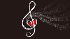 Treble Clef Music Note With Red Love Heart Picture