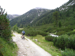 A man riding a bike down a dirt road. Mountain bike bike tour ...