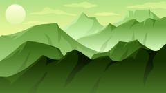 Mountain landscape vector illustration. Green mountains ridge with ...