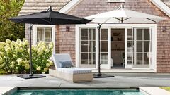 Pottery Barn 10' Aluminum Cantilever Outdoor Umbrella (10' Round Cantilever Outdoor Patio Umbrella Rustproof Aluminum Frame With Base)