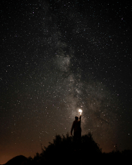 A Person Standing Under a Starry Sky