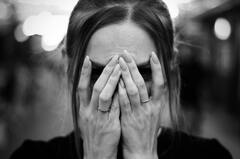 Close-Up Shot of Person Face Covered with Hair · Stock Photo