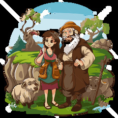 Abraham And Sarah Vector, Sticker Clipart Cartoon Couple With ...