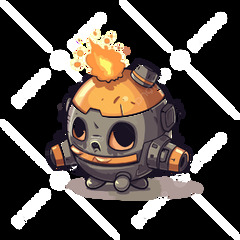 Bomb Vector, Sticker Clipart Little Orange Robot With A Fire Flame ...