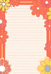 Coral Retro Groovy Flowers Page Border Background ...