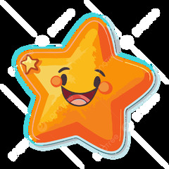 Happy Star Sticker On White Background Clipart Vector, Orange Star ...