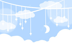 Light Blue Background Sky White Clouds Moon Stars