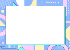 Memphis Pastel Geometric Border Simple Background Blue, Memphis