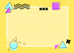 Memphis Pastel Geometric Border Simple Background Yellow