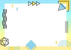 Memphis Pastel Geometric Border Simple Blue And Yellow Gradient