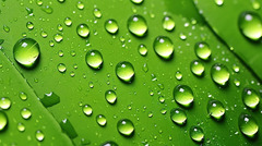 Refreshing And Vibrant Water Droplets On A Green Surface ...