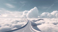 Road Going Across Sky Above Clouds Background, Road Concept Stock ...