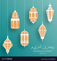 Ramadan kareem background islamic arabic lantern Vector