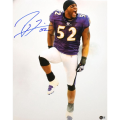 Ray Lewis (Ray Lewis Baltimore Ravens Autographed Football QB Sack Photo)