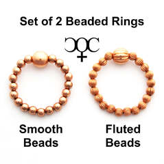 Set Of 2 Beaded Copper Rings Smooth And Fluted Copper Stacking Ring Set Copper Finger Toe Ring Set (Beaded copper ring)