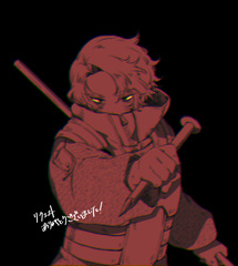 Safebooru - 1boy black background colored sclera hammer heathcliff ...