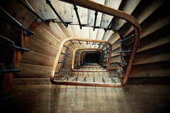 Royalty-Free photo: Top view of brown spiral staircase | PickPik