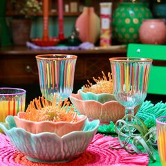 Talking Tables Bright Striped Wine Glass (Bright Striped Multi-Coloured Glass Tumbler)