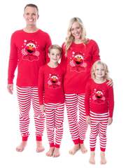 Intimo Sesame Street Unisex Family Christmas Santa Elmo Sleep Pajama Set Kids