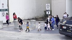 Little children evacuating from Joel Osteen Lakewood church after ...