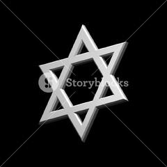 White Judaism Religious Symbol - Star Of David Isolated On Black ...