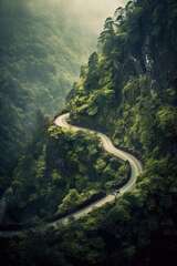 Winding Road on The Edge of a Wooded Cliff Stock Photo | picjumbo