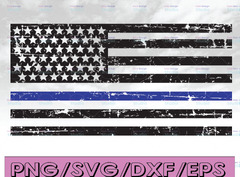 Flag of the United States (Thin Silver Line Flag Grunge Stickers 2 Pack)