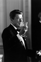 Digitally Restored Photo of President Ronald Reagan Making a Toast