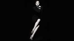 Emilia Clarke Monochrome In Black Dress
