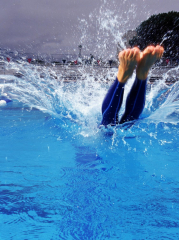 Female Swimmer Diving into Pool