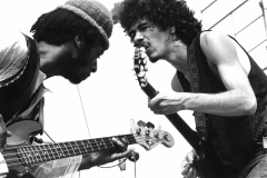 Guitarists David Brown And Carlos Santana During Music And Art Festival In Woodstock, August 1969