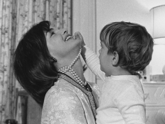 Jackie Kennedy Laughs as Her Son John Jr, Plays with Her Pearl Necklace, Nov.1962