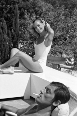 La piscine by Jacques Deray with Alain Delon and Romy Schneider, 1969 (b/w photo)