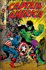 Marvel Comics Retro: Captain America Comic Book Cover No.110, with the Hulk and Bucky (aged)