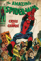 Marvel Comics Retro: The Amazing Spider-Man Comic Book Cover No.68, Crisis on Campus (aged)